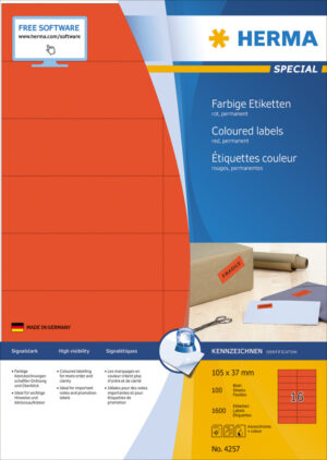 Etikete 105X37 A4/16 1/100 crvena