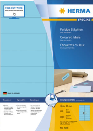 Etikete 105X37 A4/16 1/100 plava