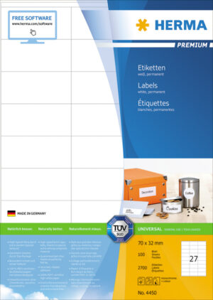 Etikete 70X32 A4/27 1/100 bela