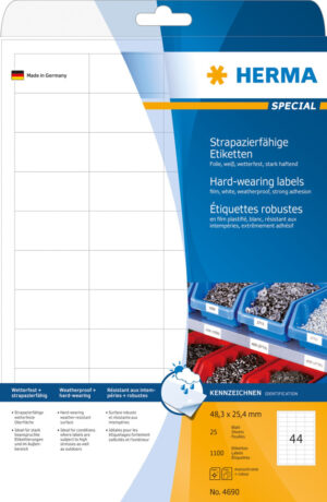 Etikete nepoderive 48,3x25,4 A4/44 1/25 bela