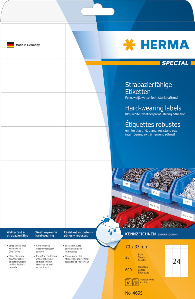 Etikete nepoderive 70x37,4 A4/24 1/25 bela