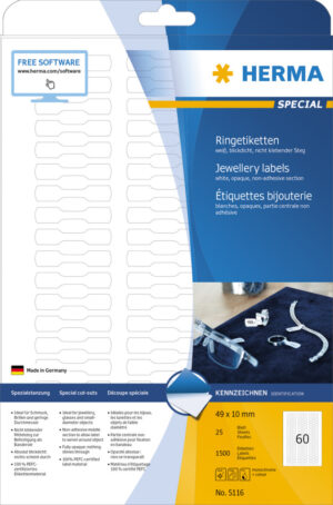 Etikete prsten 10×49 A4/60 1/1500 bela