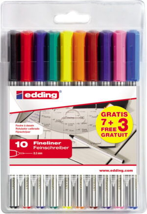 Flomaster E-89 0,3mm, set 7+3 gratis sortirano