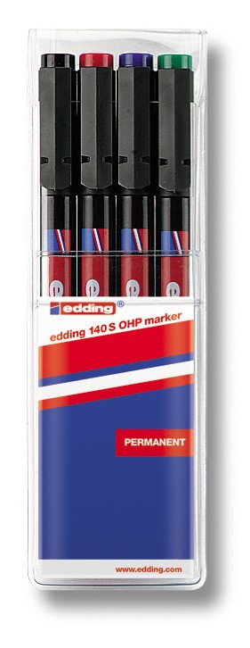 Permanent pen OHP marker 0,3mm, set 1/4 140S sortirano