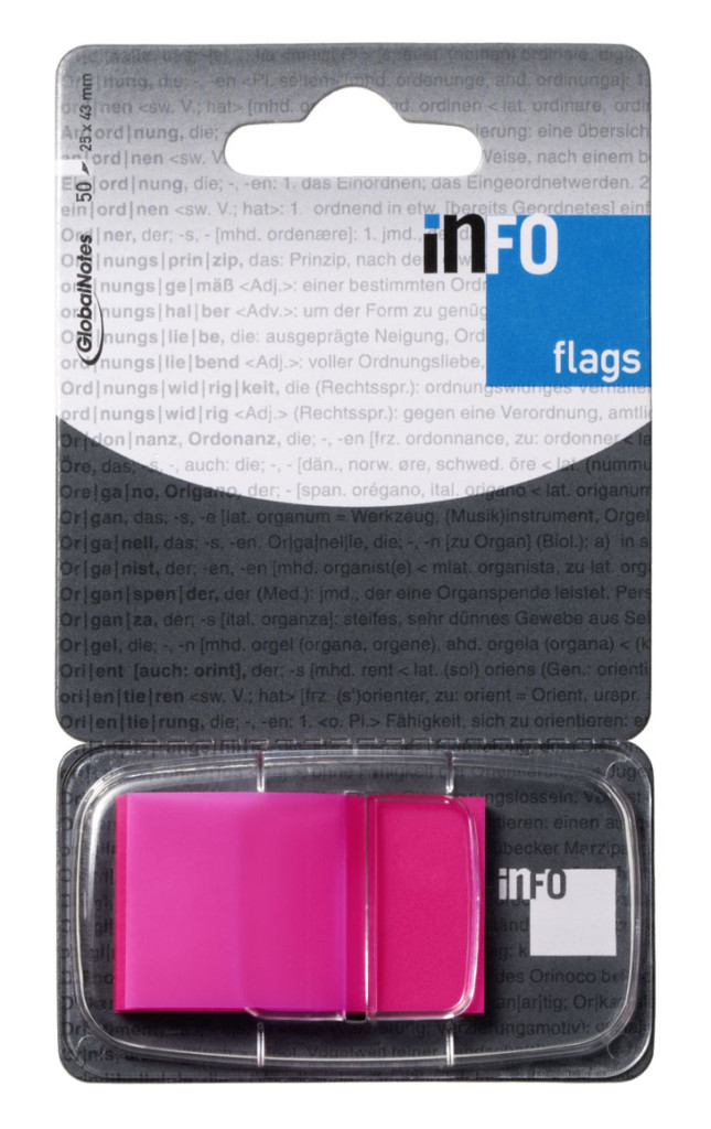 Page marker INFO FLAGS 25x43 mm, 50l roze