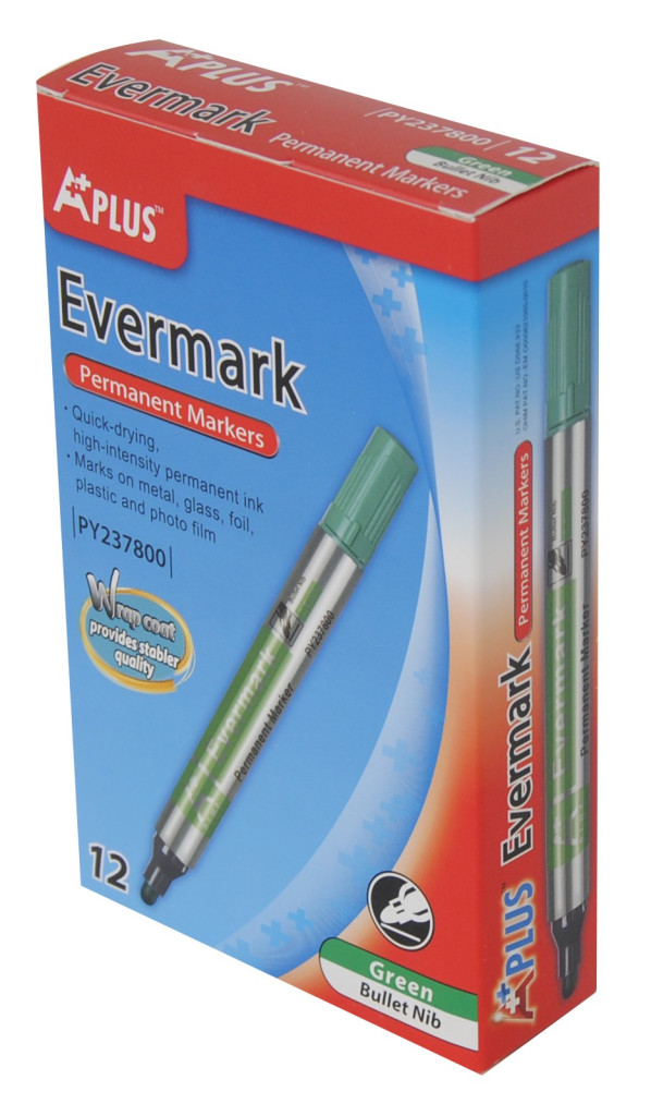 Permanent marker Evermark PY237800 obli vrh 2,5 mm zelena
