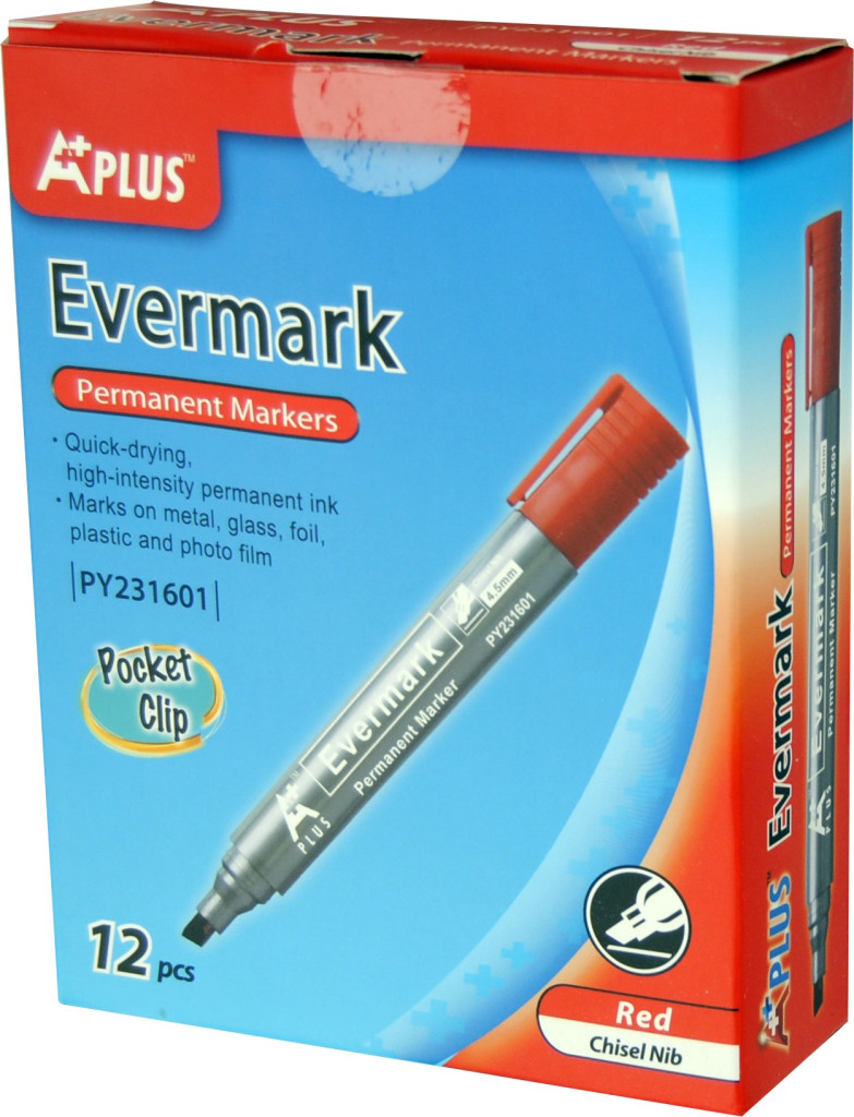 Permanent marker sa klipsom PY231601 kosi vrh, 4,5 mm crvena