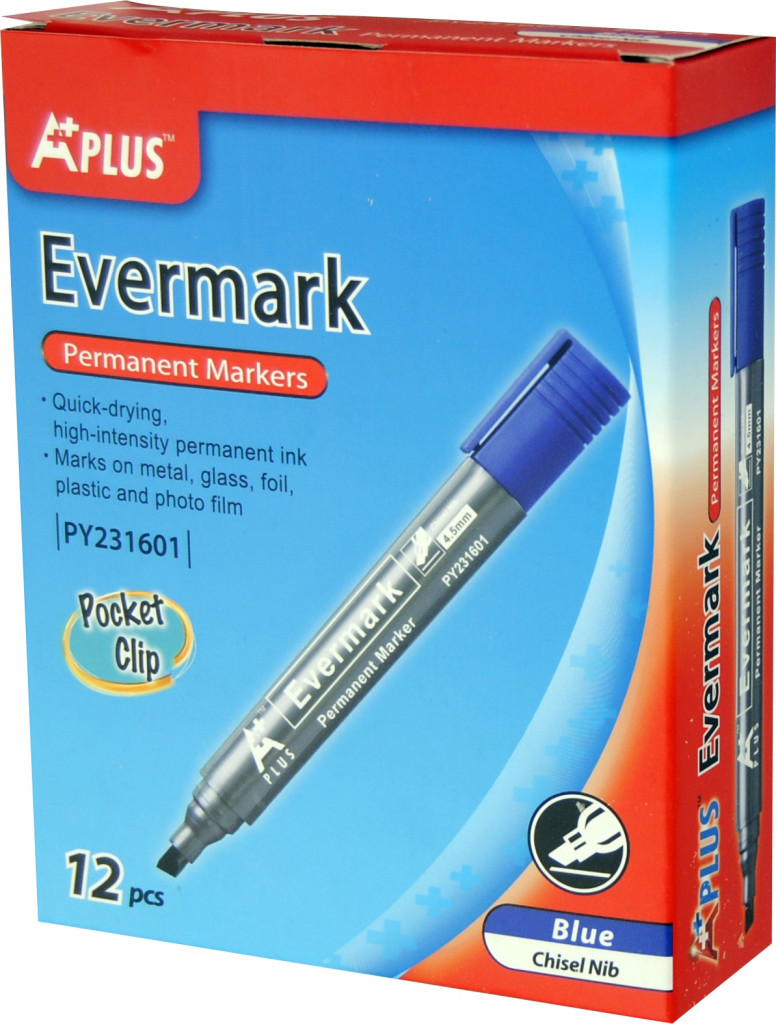 Permanent marker sa klipsom PY231601 kosi vrh, 4,5 mm plava