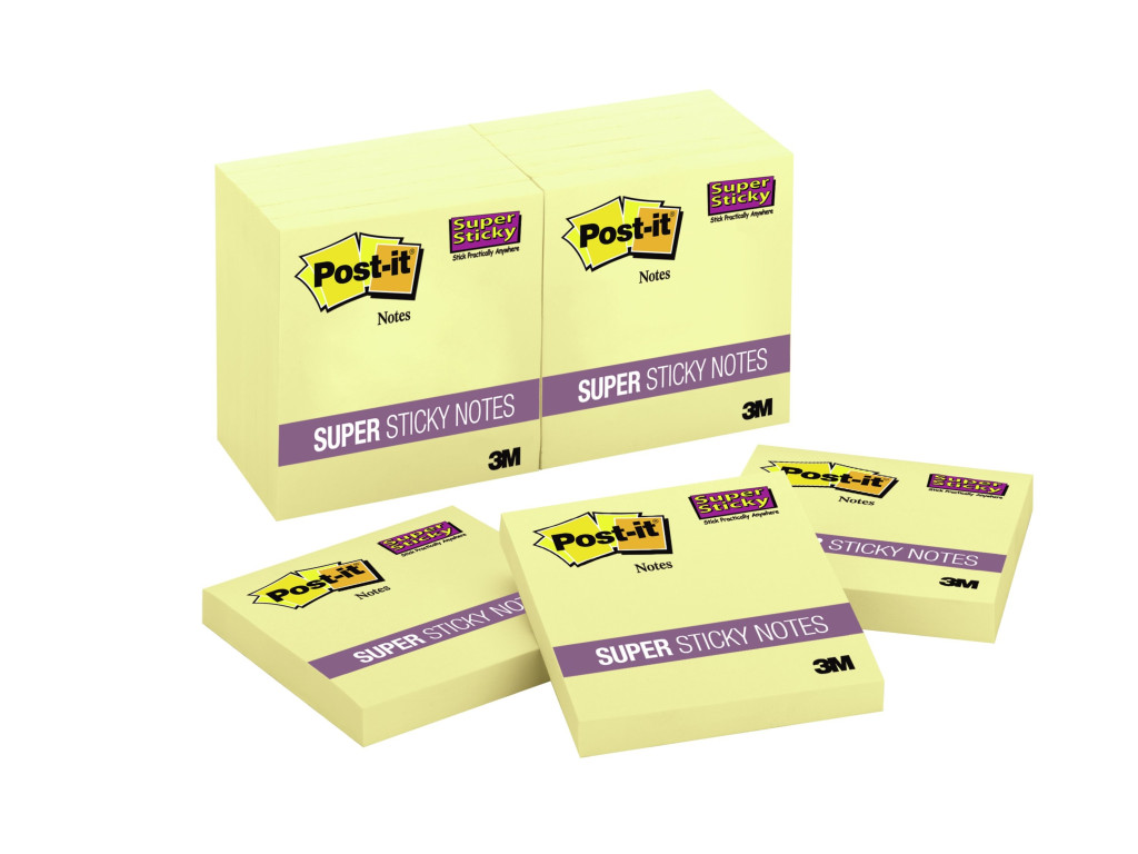 Post-it Super Sticky 76 x 76 mm, standard žuta, 90L