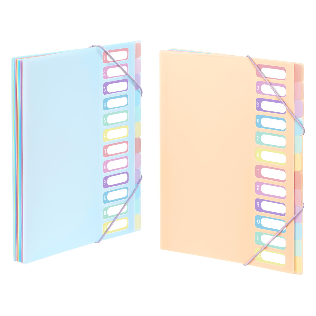 PVC Organiser sa 12 pregrada i gumicom Rainbow Pastel sortirano