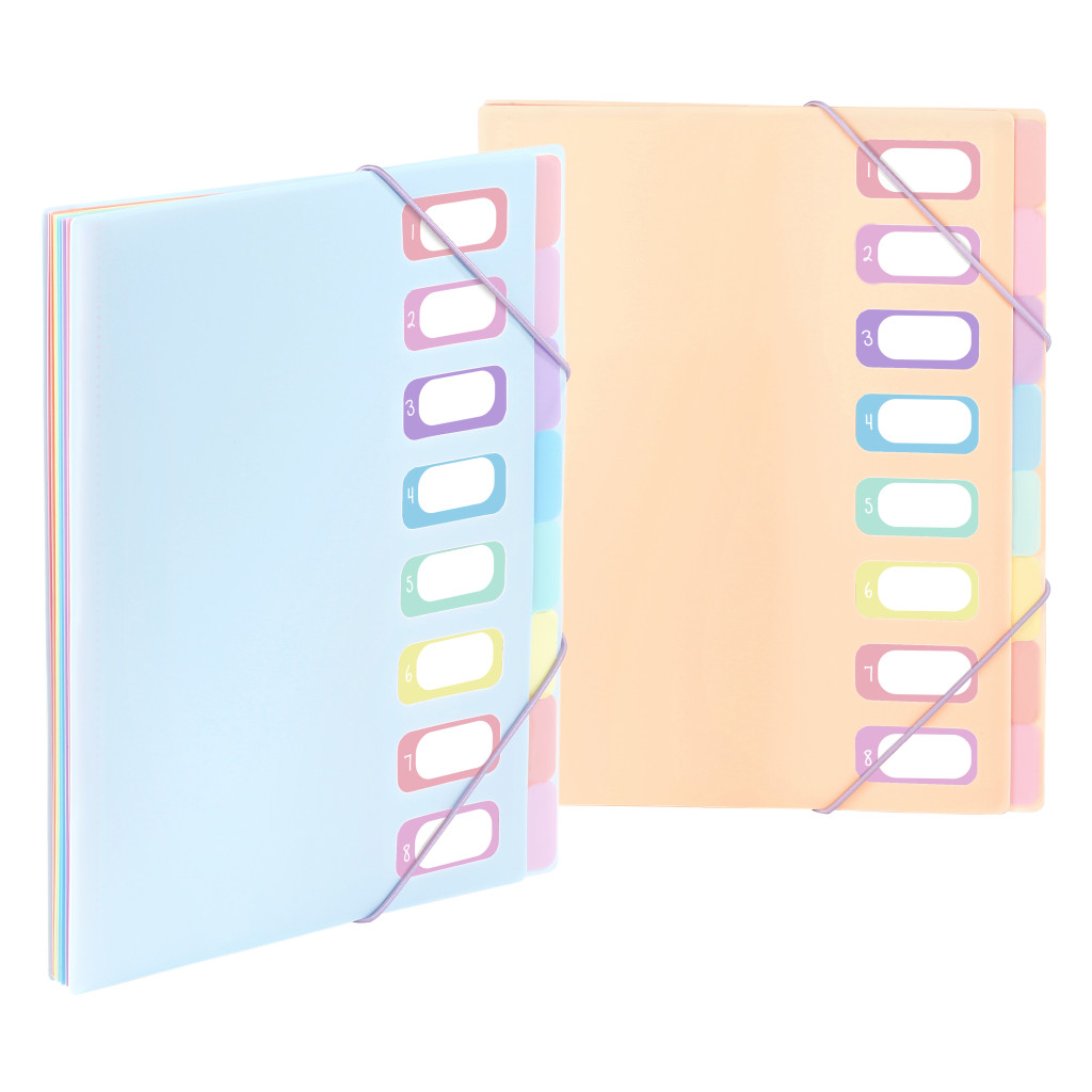 PVC Organiser sa 8 pregrada i gumicom Rainbow Pastel sortirano