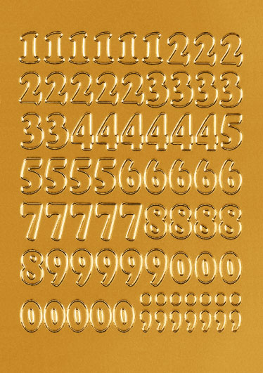 Samolepljivi brojevi 12mm na foliji 84x120mm 1/1 zlatna