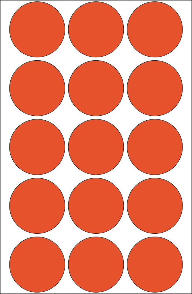 Kancelarijske etikete krug 32 mm 1/480 crvena