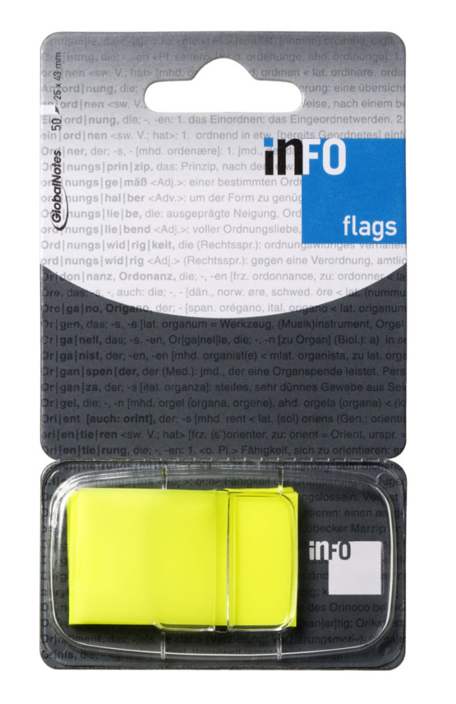 Page marker INFO FLAGS 25x43 mm, 50l žuta
