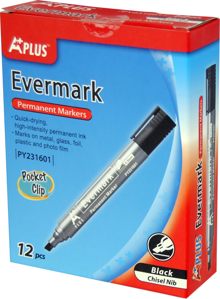 Permanent marker sa klipsom PY231601 kosi vrh, 4,5 mm crna