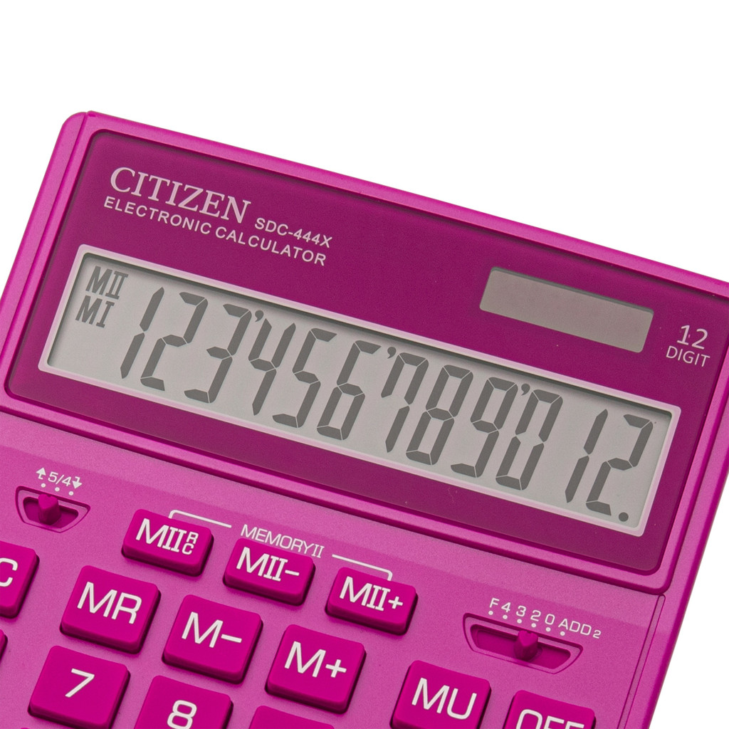 Stoni kalkulator CITIZEN SDC-444 color, 12 cifara roze Stoni kalkulator CITIZEN SDC-444 color, 12 cifara roze