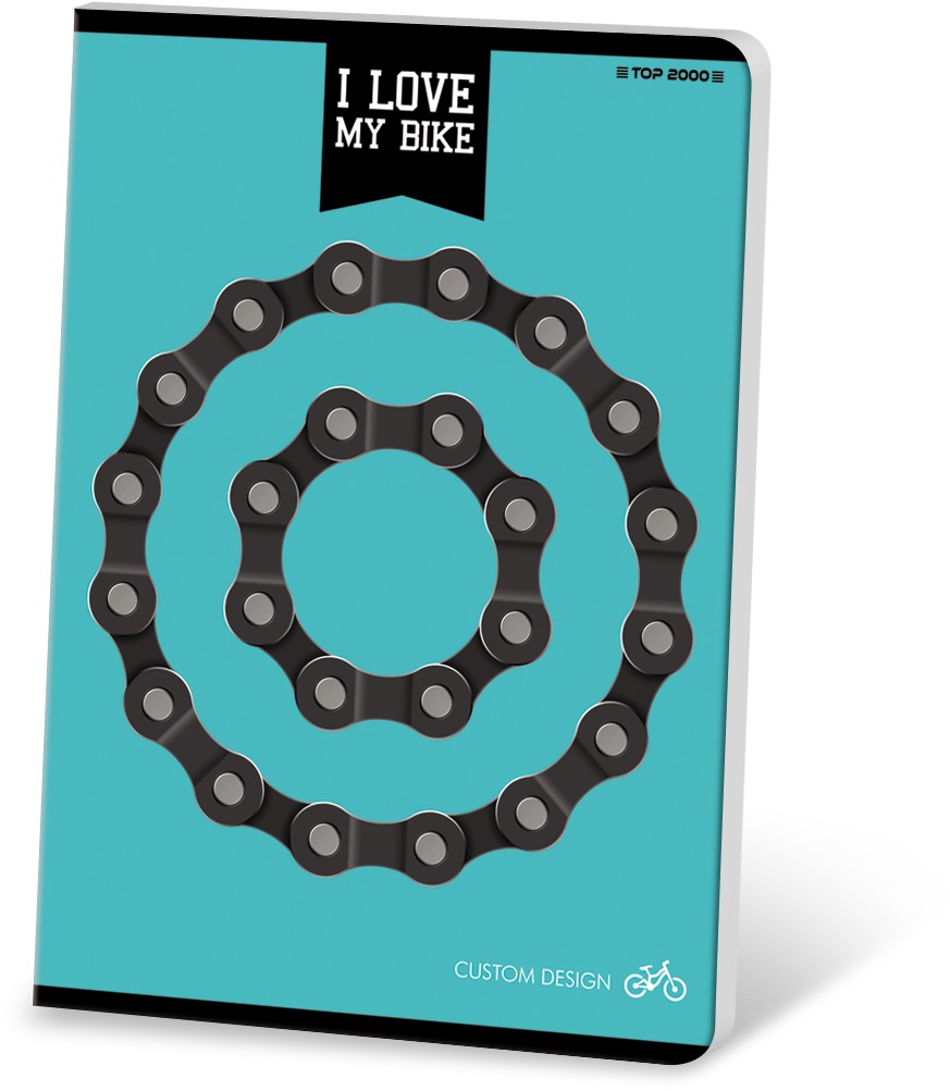 Sveska A5 Premium 80 lista I Love My Bike, 70g, margine karo Sveska A5 Premium 80 lista I Love My Bike, 70g, margine karo