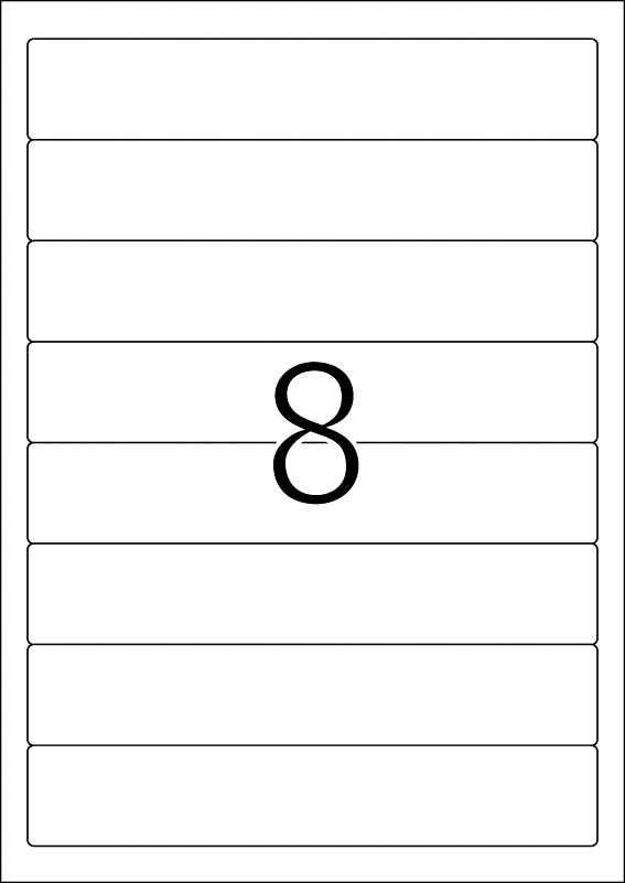 Etikete 192X34, za uski registrator A4/8 1/100 bel