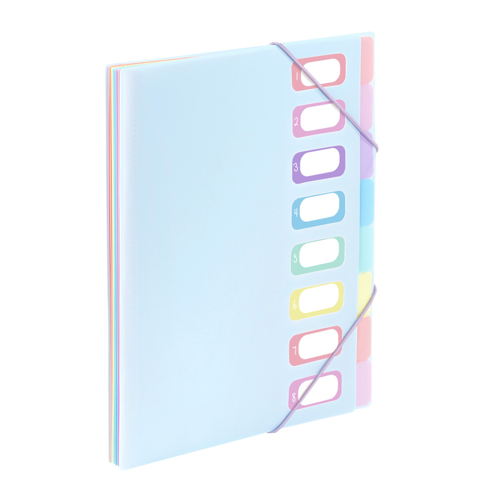 PVC Organiser sa 8 pregrada i gumicom Rainbow Pastel sortirano