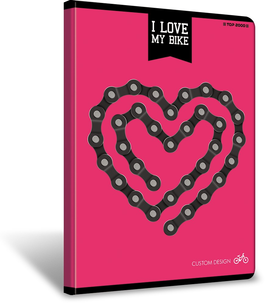 Sveska A5 Premium 80 lista I Love My Bike, 70g, margine karo Sveska A5 Premium 80 lista I Love My Bike, 70g, margine karo