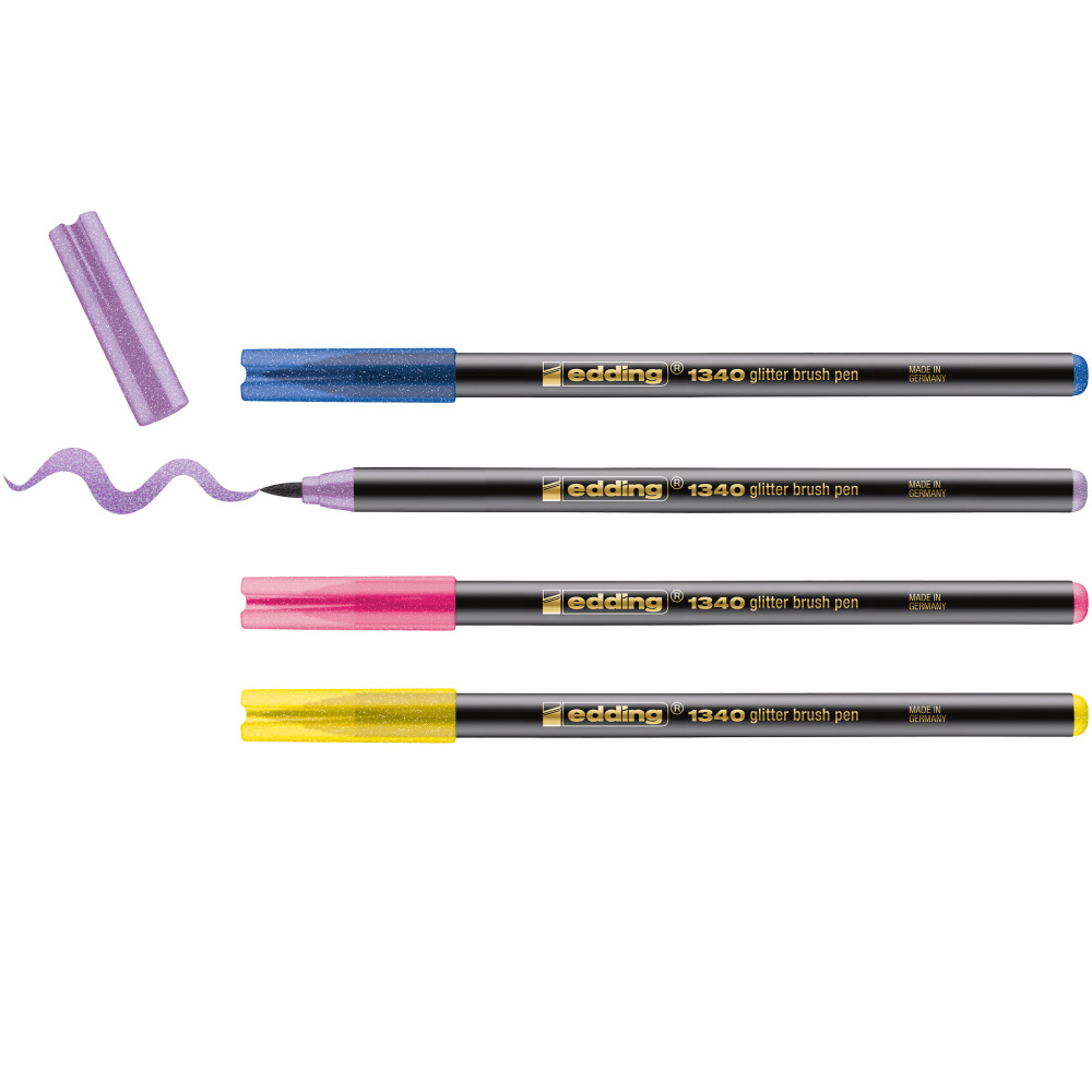 Brush flomasteri E-1340, 1-6 mm glitter set 1/4 sortirano