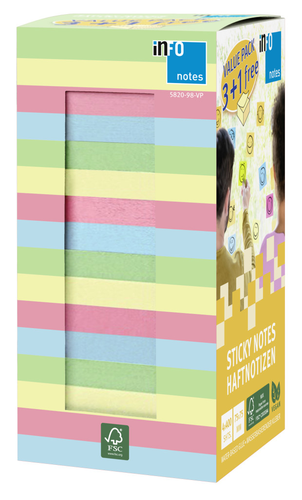 Samolepljivi color mix pack 75x75, KOCKA 400 listova, 3+1 gratis Samolepljivi color mix pack 75x75, KOCKA 400 listova, 3+1 gratis