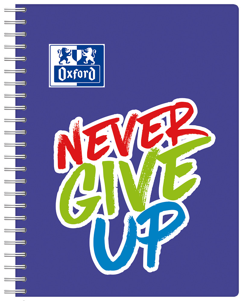 Sveska A4+ spirala NeverGiveUp PP korica 80 lista, 90g, optički papir karo Sveska A4+ spirala NeverGiveUp PP korica 80 lista, 90g, optički papir karo