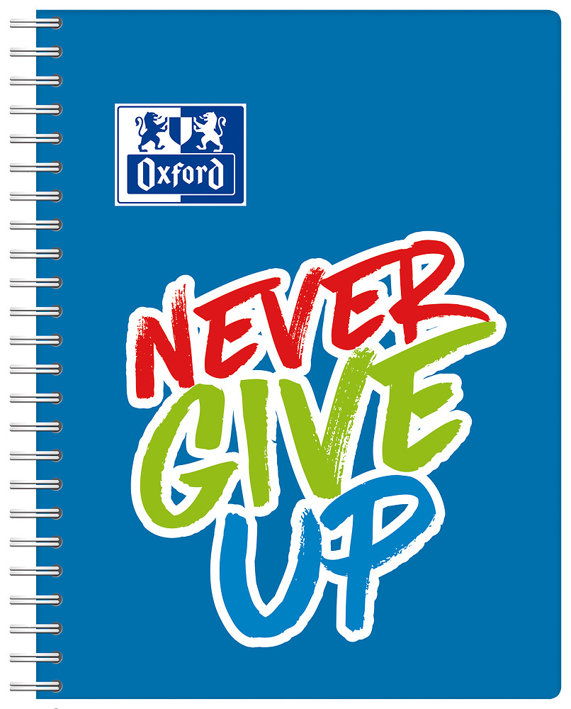 Sveska A5+ spirala NeverGiveUp PP korica 80 lista, 90g, optički papir karo Sveska A5+ spirala NeverGiveUp PP korica 80 lista, 90g, optički papir karo