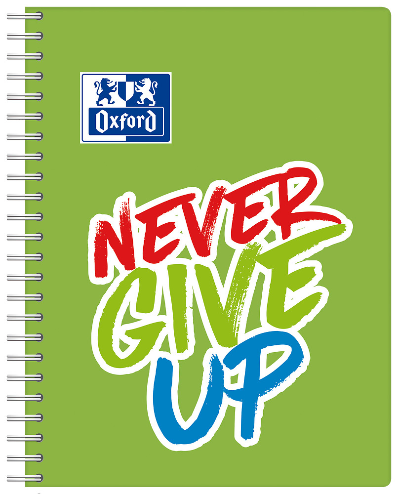 Sveska A5+ spirala NeverGiveUp PP korica 80 lista, 90g, optički papir karo Sveska A5+ spirala NeverGiveUp PP korica 80 lista, 90g, optički papir karo