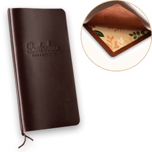 A4 Uski jelovnik sa mekanim koricama i trakicom po sredini